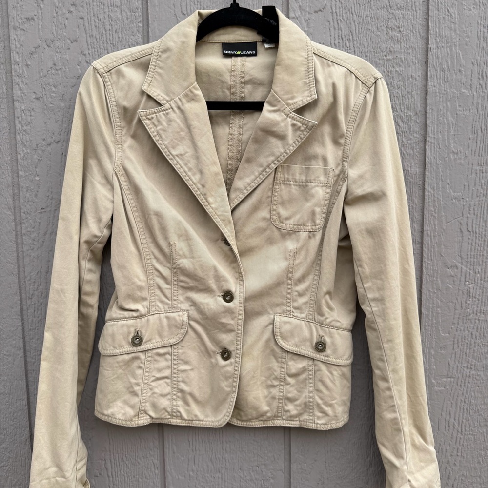 DKNY Cream Blazer with Button Accents